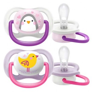AVENT CHUPETE ULTRA AIR COLLECTION ANIMALS NIÑA (0-6) PACK 2