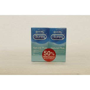 DUREX DUPLO NATURAL PLUS PRESERVATIVOS 12 UND 2