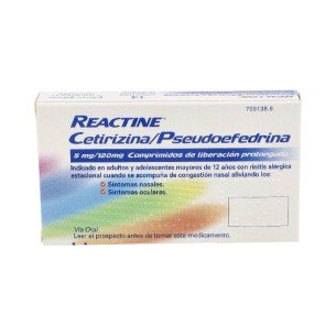 REACTINE CETIRIZINA/PSEUDOEFEDRINA 5 mg/120 mg 14...